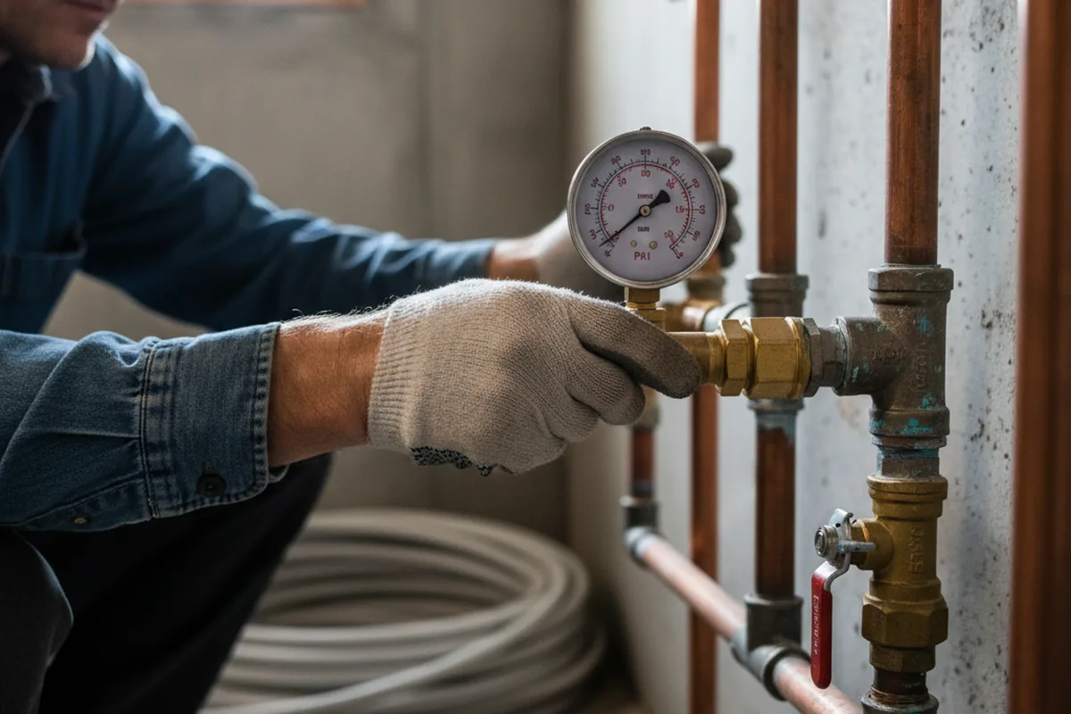 Pressure testing a repaired line during Water Line Repair in Hagerstown